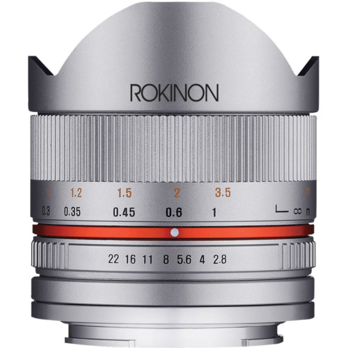 NEW Rokinon RK8MS-FX 8mm F2.8 UMC Fisheye II Fisheye for Fujifilm X-Mount (Silver)